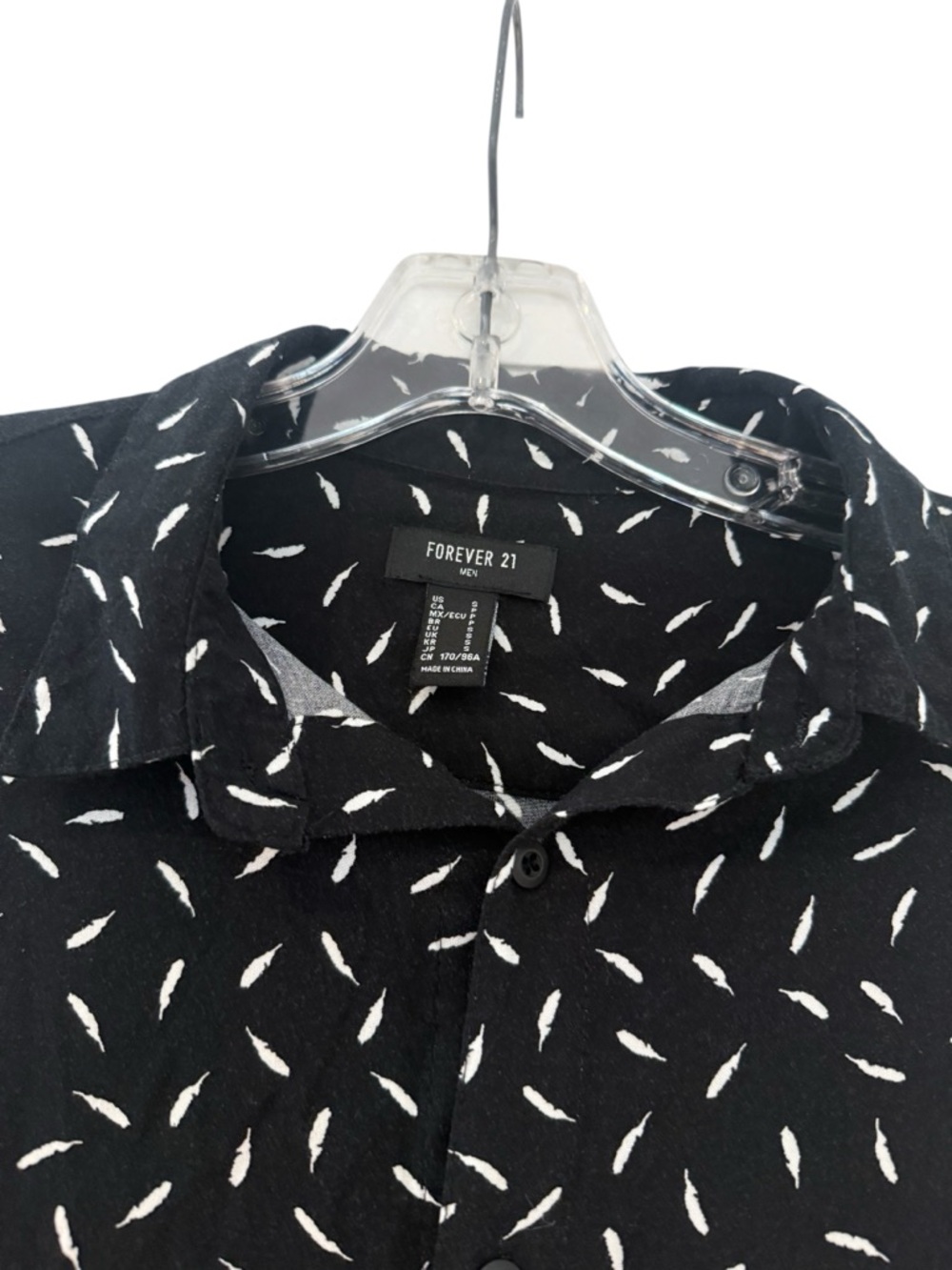 Forever 21 Black Button-Down Shirt with White Dash Print size s - Picture 5 of 9